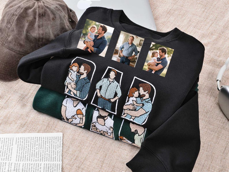 Custom Portrait Sweatshirt,Embroidered Dad Hoodie with Kid Portrait,Father Portrait Hoodie from Your Photo,Father's Day Gift,PAPA Hoodies il_794xN.6851782752_c4tm.jpg