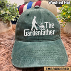 Embroidered The Gardenfather Washed Hat, Plant Daddy Hat, Botanical Dad Baseball Cap, Gardening Gift For Him, Funny Nature Embroidery Hat