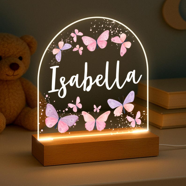 Personalised LED Nursery Lamp, Kids Night Light Gift, Butterfly Light, Baby Girl Light, Birthday Gifts for Kids, Kids Bedroom Nursery Light il_794xN.6859008182_g3bp.jpg