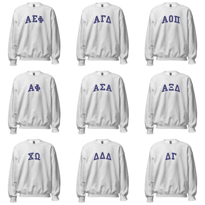 Polka Dot Embroidered Crewneck / Grey Sorority Crewneck / Grey Sorority Sweatshirt / Sorority Apparel / Greek Apparel