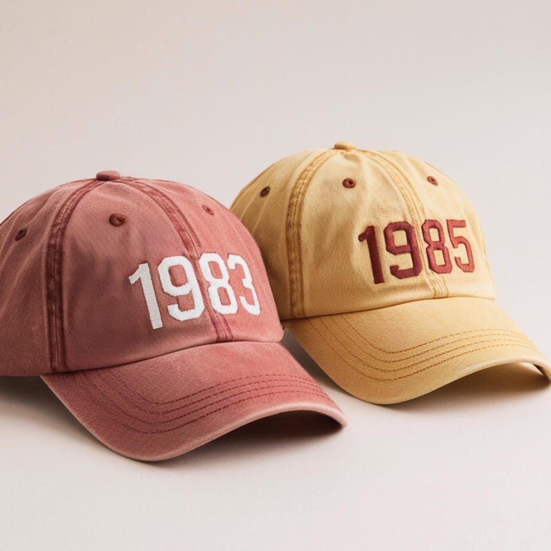 Custom Birth Year Cap, Embroidered Baseball Cap, Customized Birthday Gift, Personalized Gifts, Happy Birthday Six Panel Hat, Anniversary