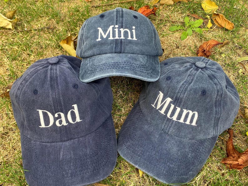 Custom Embroidered Family Matching Cap, Mum Dad Hats, Custom Dad Caps, Daddy Mini Hat, Big Bro Hat, Personalised Pregnancy Announcement Gift