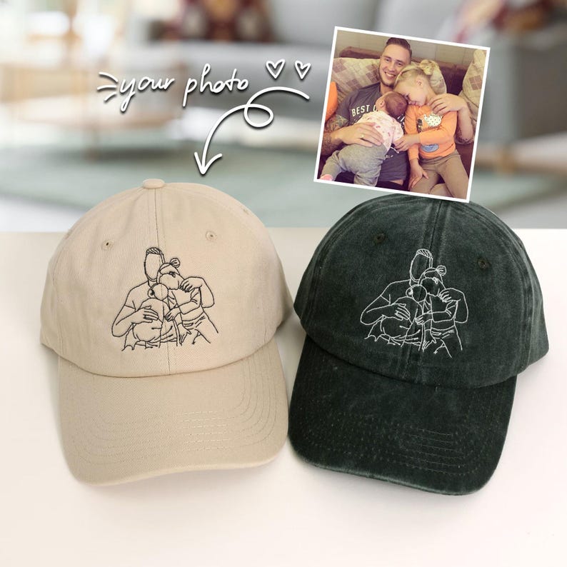 Custom Embroidered Portrait Dad Hat - Personalized Cotton Gift for Father s Day Birthday Christmas Men Women Handmade Unique Photo