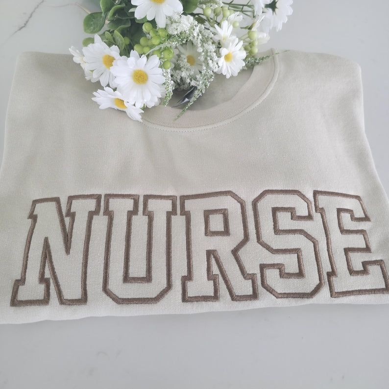 Embroidered Nurse Sweatshirt, Nurse Hoodie, Nurse Pullover, Gift for Grad, gift for her, New Nurse Gift, Nursing School Shirt, gift for her