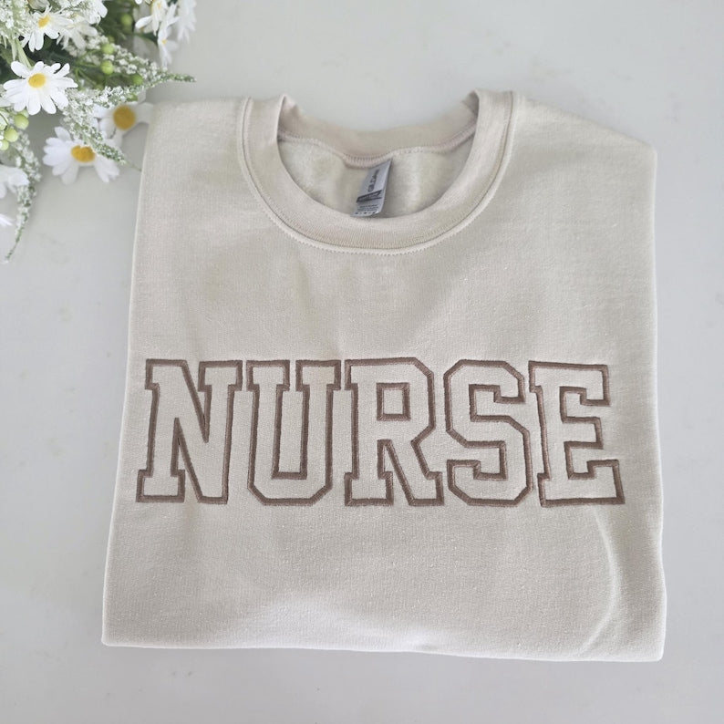 Embroidered Nurse Sweatshirt, Nurse Hoodie, Nurse Pullover, Gift for Grad, gift for her, New Nurse Gift, Nursing School Shirt, gift for her