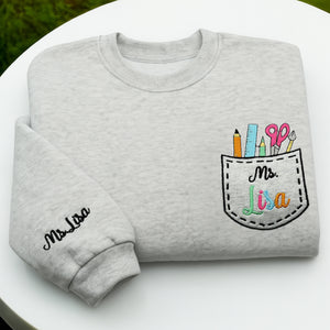 Personalized Teacher Name Embroidered Sweatshirt - Back To School Shirt - Gift Suggestions For Teachers Day -Teacher Gift