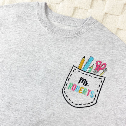 Personalized Teacher Name Embroidered Sweatshirt - Back To School Shirt - Gift Suggestions For Teachers Day -Teacher Gift