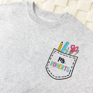 Personalized Teacher Name Embroidered Sweatshirt - Back To School Shirt - Gift Suggestions For Teachers Day -Teacher Gift