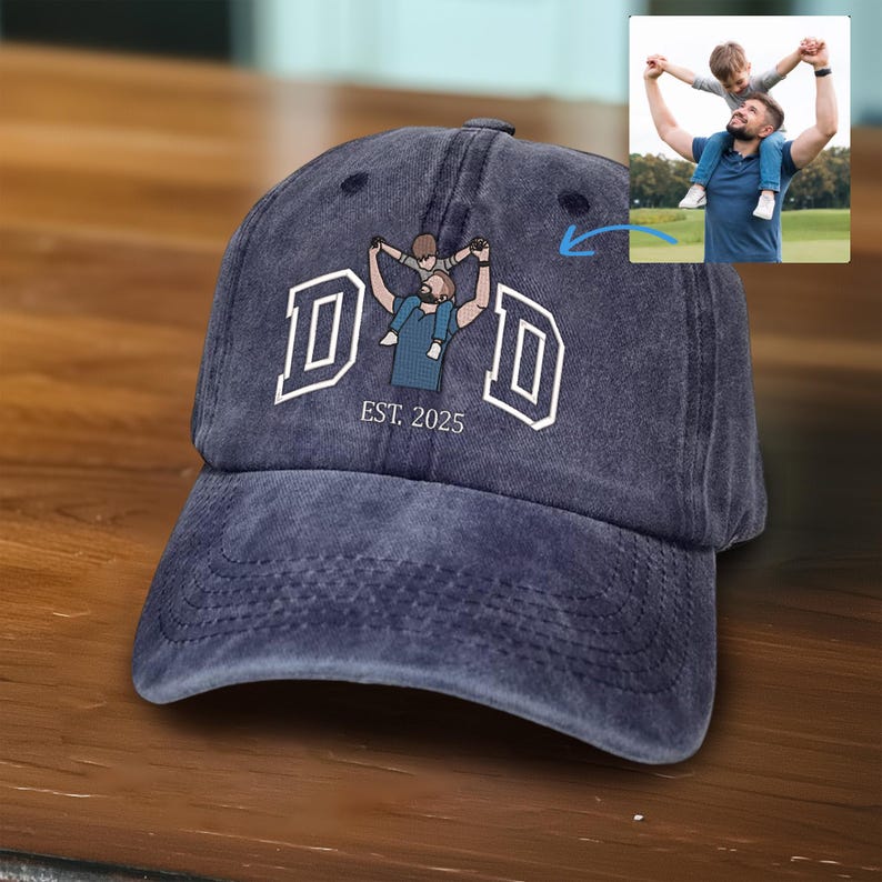 Custom Photo Embroidered Dad Hat, Embroidered Portrait Dad And Child Cap, Personalized Gift for Father s Day, Unique Photo Birthday Hat il_794xN.6885835729_hjhy.jpg