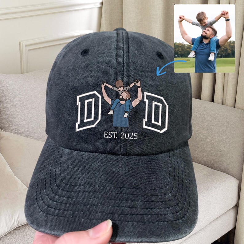 Custom Photo Embroidered Dad Hat, Embroidered Portrait Dad And Child Cap, Personalized Gift for Father s Day, Unique Photo Birthday Hat il_794xN.6885835731_b7bt.jpg