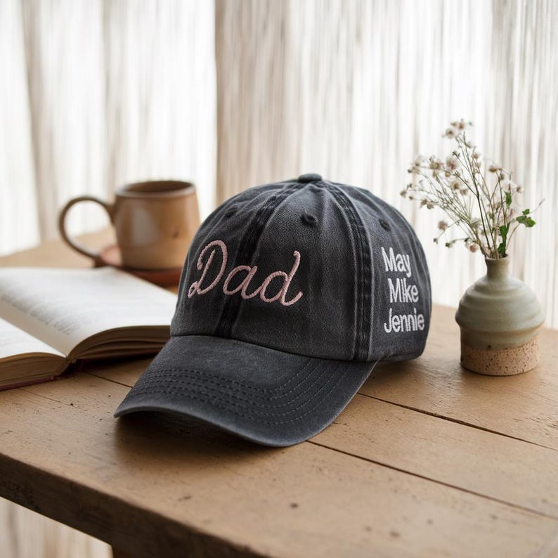Custom Text Dad Embroidered Hat, Personalized Embroidered Cap, Gift For New Dad, Fathers Day Gift, Dad Father Daddy Washed Hat, Custom Name