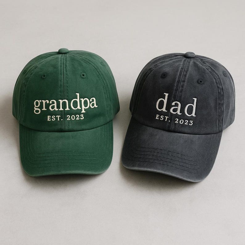 Custom Embroidered Cap personalised, Grandpa Cap With Date, Dad Hat, Vintage Baseball, Daddy Est Year Shirt, Gift For New Dad, Fathers day