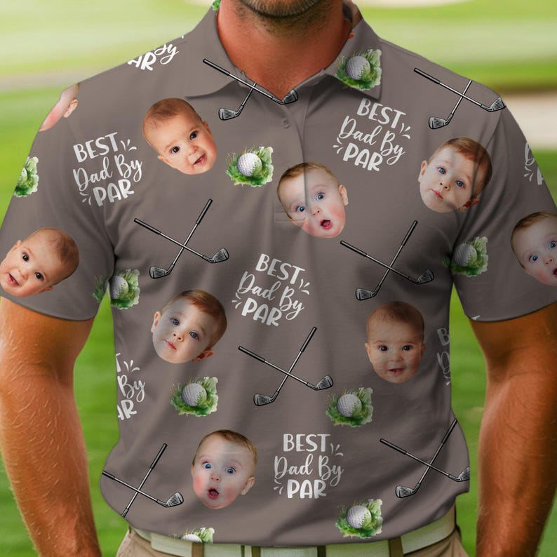 Best Dad By Par Polo Shirt With Custom Kid Face Photo Portrait, Father's Day Gift, Custom Golf Lovers Short Sleeve Shirt, Dad Birthday Gifts il_794xN.6894971241_p9rn.jpg