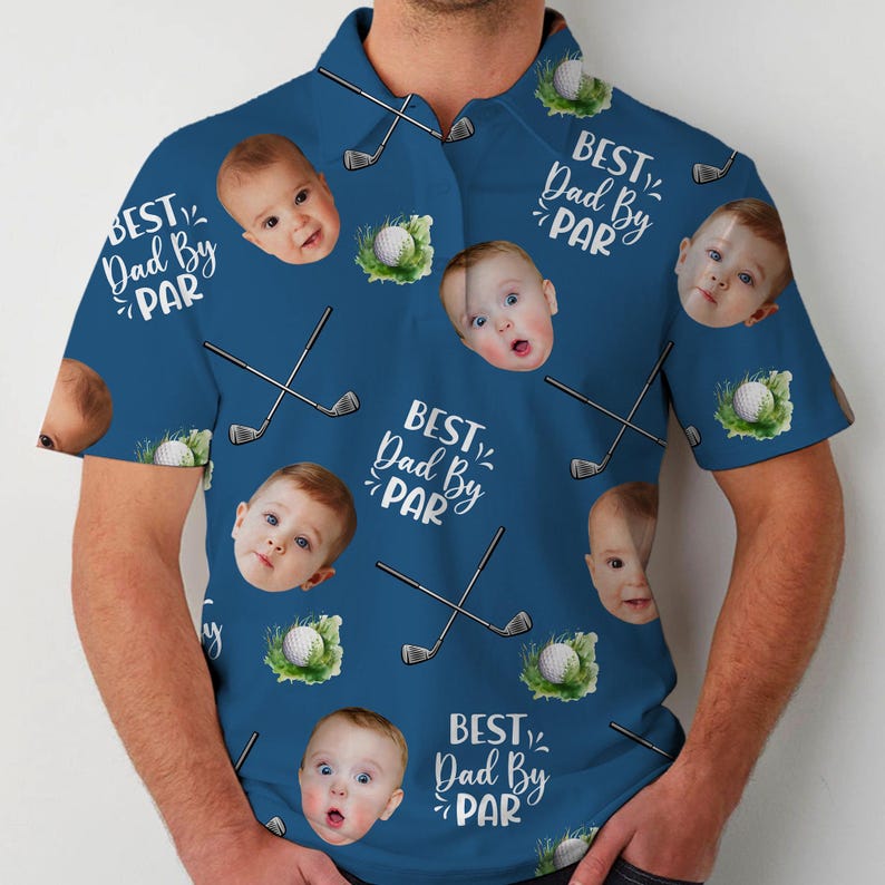 Best Dad By Par Polo Shirt With Custom Kid Face Photo Portrait, Father's Day Gift, Custom Golf Lovers Short Sleeve Shirt, Dad Birthday Gifts il_794xN.6894972467_l4d2.jpg