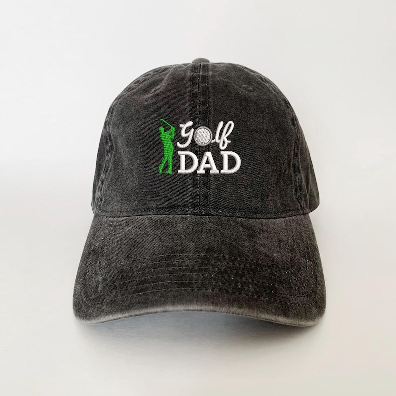 Golf Dad Embroidered Hat Funny Golfing Baseball Cap for Fathers, Golfer Dad Gift, Adjustable Washed Cotton Dad Hat, Father s Day Cap