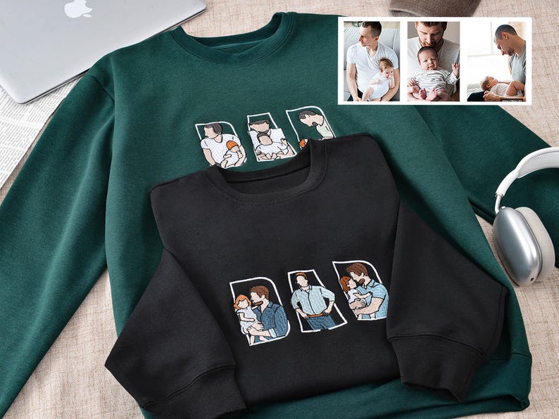 Custom Portrait Sweatshirt,Embroidered Dad Hoodie with Kid Portrait,Father Portrait Hoodie from Your Photo,Father's Day Gift,PAPA Hoodies il_794xN.6899757983_l54s.jpg