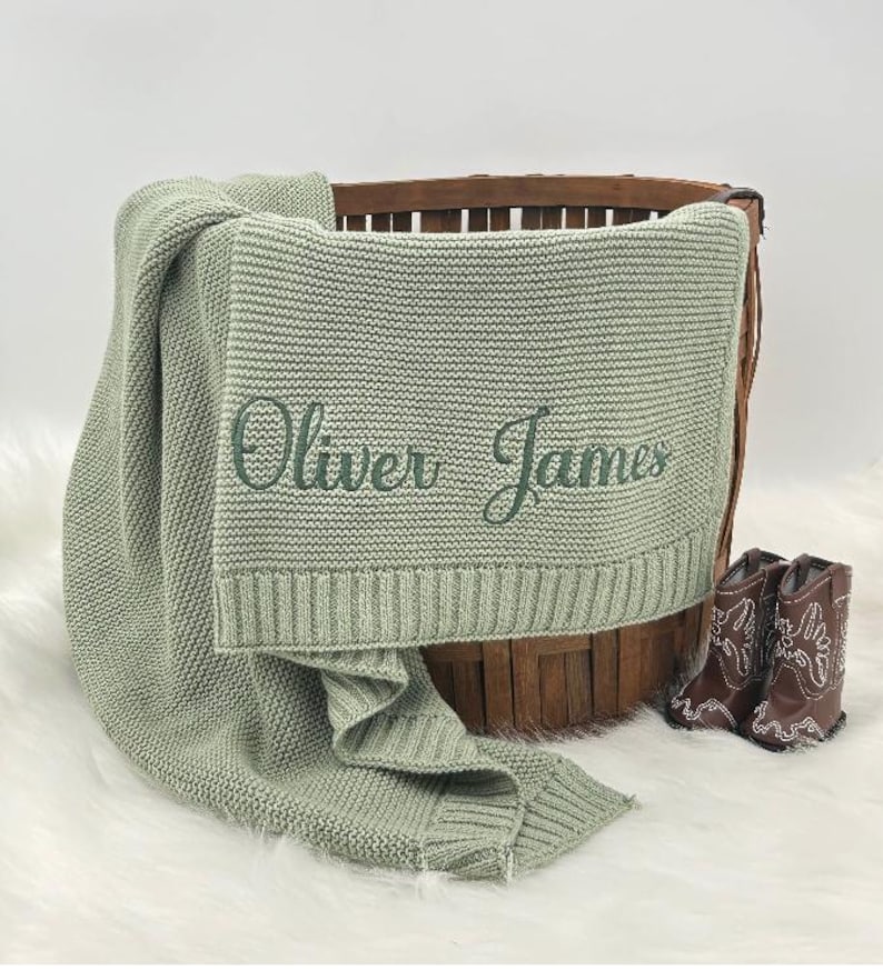 Personalized Baby Knit Blanket, Embroidered Baby Name Blanket, Newborn Cotton Blanket, Unique Baby Shower Gift, Newborn Blanket, Baby Shower Gift