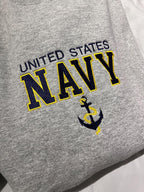 Embroidered US Navy Sweatshirt with Anchor Military Pride Pullover Navy Veteran Gift Patriotic Crewneck Unisex Armed Forces Sweater