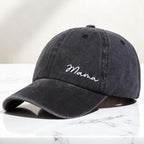 Matching Mama and Mini Distressed Baseball Caps Cute Embroidered Mom and Child Hats, Adjustable Vintage Dad Hat Style Gift for Mother and Daughter