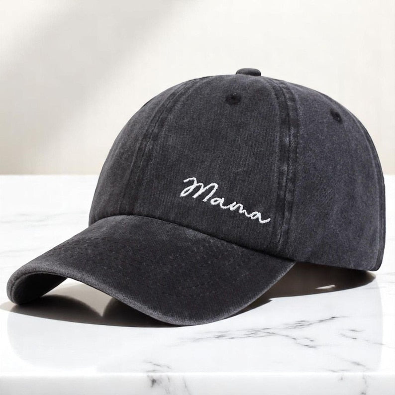 Matching Mama and Mini Distressed Baseball Caps Cute Embroidered Mom and Child Hats, Adjustable Vintage Dad Hat Style Gift for Mother and Daughter