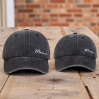 Matching Mama and Mini Distressed Baseball Caps Cute Embroidered Mom and Child Hats, Adjustable Vintage Dad Hat Style Gift for Mother and Daughter
