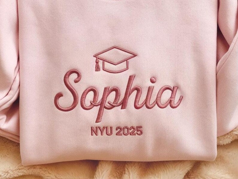 Personalized Graduation Embroidered Sweatshirt, Custom Graduation Sweatshirt, Class of 2025 Hoodie, University/College Graduation Sweatshirt