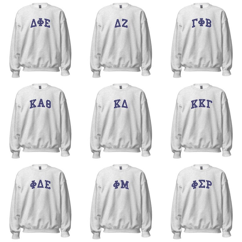 Polka Dot Embroidered Crewneck / Grey Sorority Crewneck / Grey Sorority Sweatshirt / Sorority Apparel / Greek Apparel