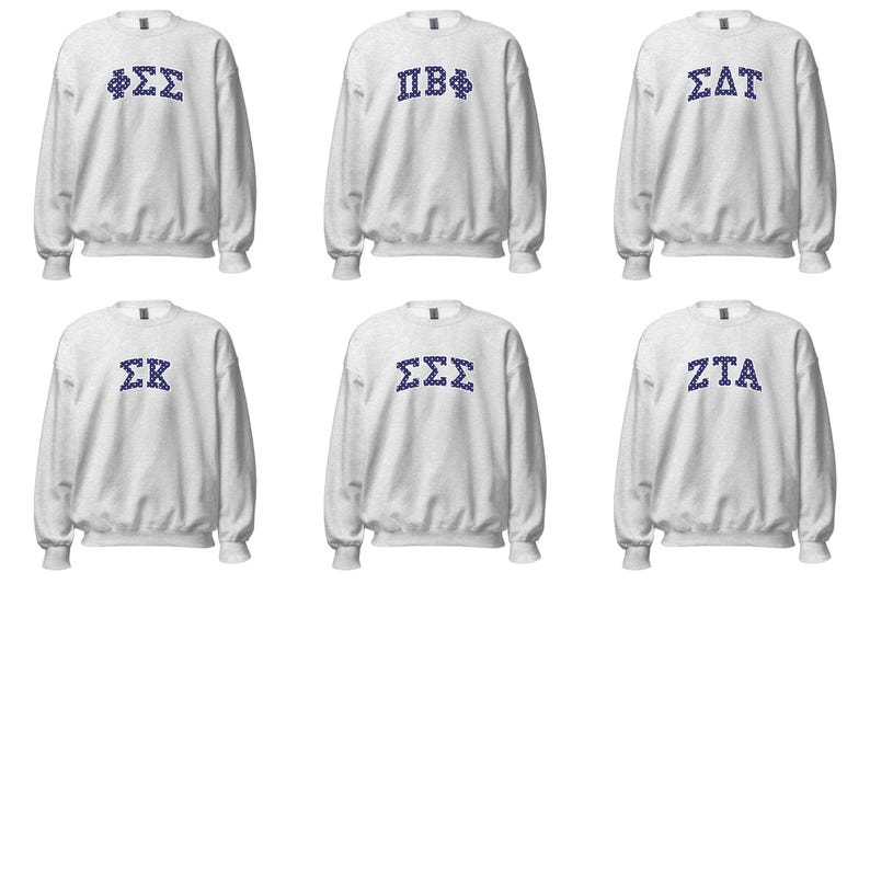 Polka Dot Embroidered Crewneck / Grey Sorority Crewneck / Grey Sorority Sweatshirt / Sorority Apparel / Greek Apparel
