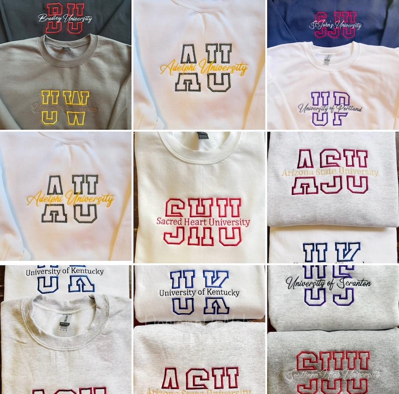 Embroidered Custom College Sweatshirt,School Spirit Personalized Shirt, College Apparel, Graduation Gift, Back To School, University Hoodie