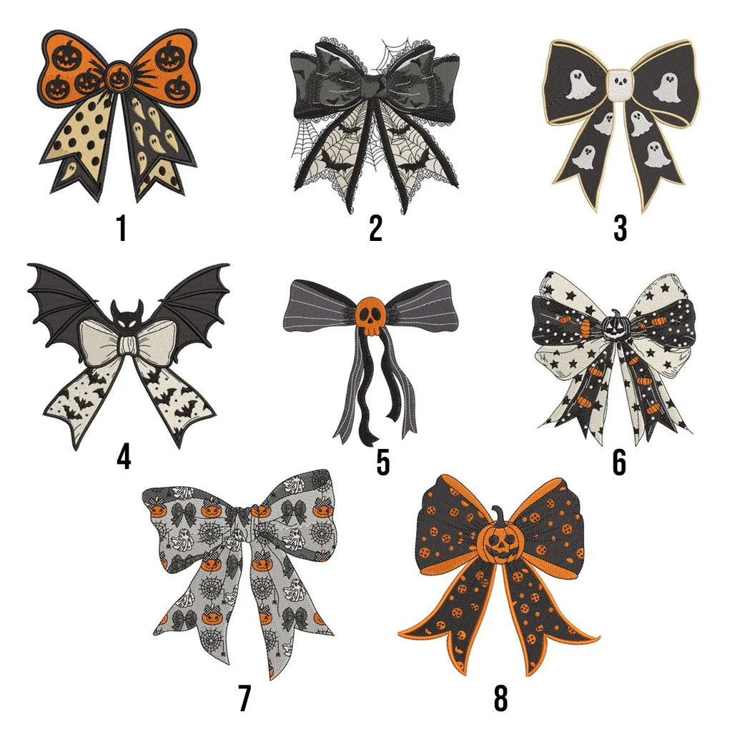 Coquette Halloween Embroidery Design, Ghost Coquette embroidery Halloween Bow Embroidery Design
