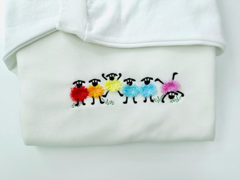 Funny Fuzzy Sheep Fringed Lamb Sweatshirt - Sheep Shirt, Funny Gift for Sheep Lover, Sheep Mom, Vegan Shirt, Farm Animal Shirt, Country Girl