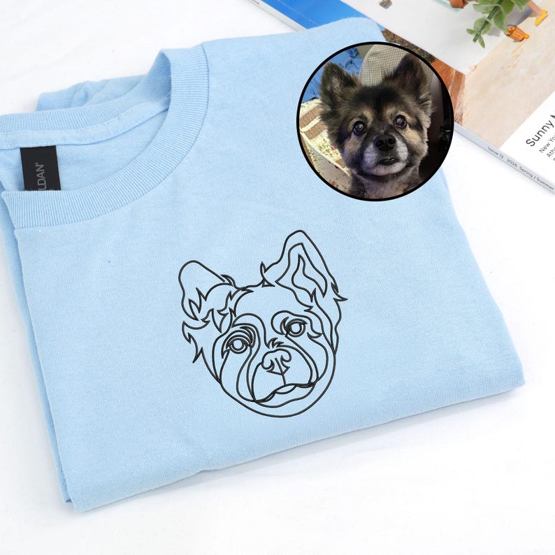 Embroidered Sweatshirt Custom - Dog Mom Birthday Gift Dog Lover Sweatshirt - Outline Photo Hoodie - Personalized Dog Dad Hoodie Gift
