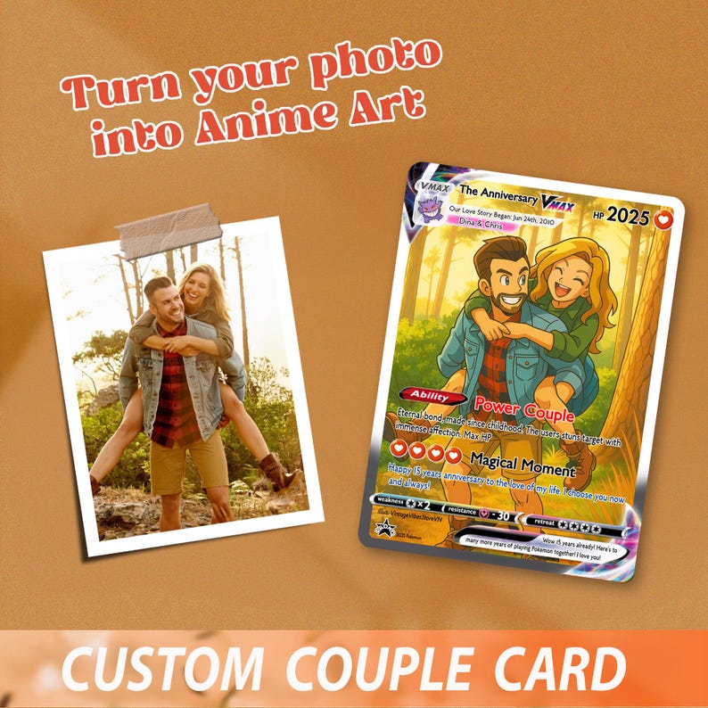 Personalized Pokemon Anniversary Card, Custom Photo Anime Wedding Card, Anniversary Gift, Gift for Him, Gift for Her, Custom Card for Couple il_794xN.6919654158_4gtl.jpg