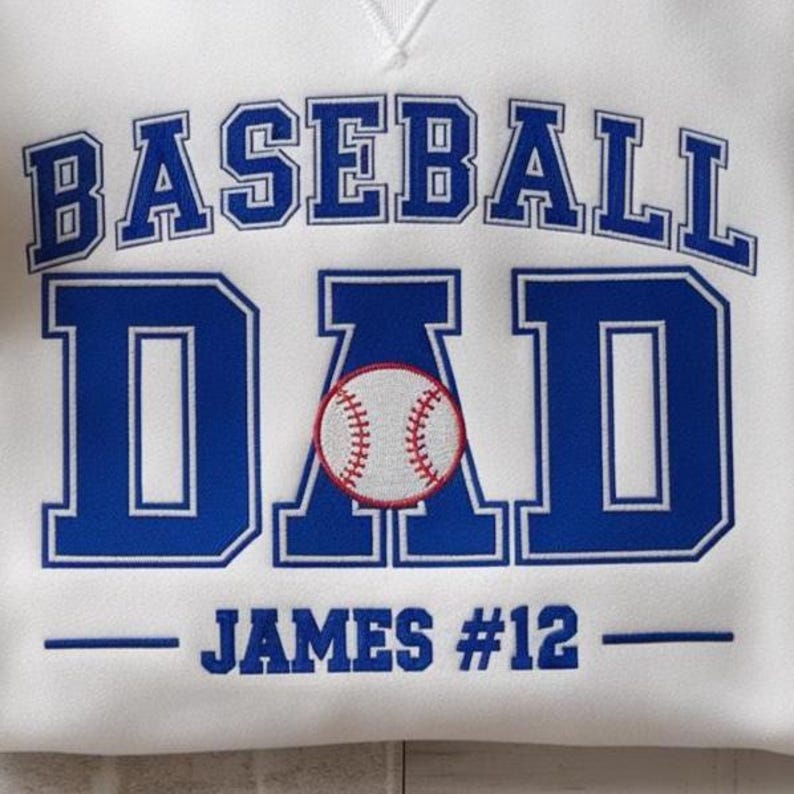 Custom Baseball Dad Embroidered Sweatshirt, Personalized Baseball Grandpa Hoodie, Baseball Dad Sweater, Gift For Dad, Father's Day Sweatshirt