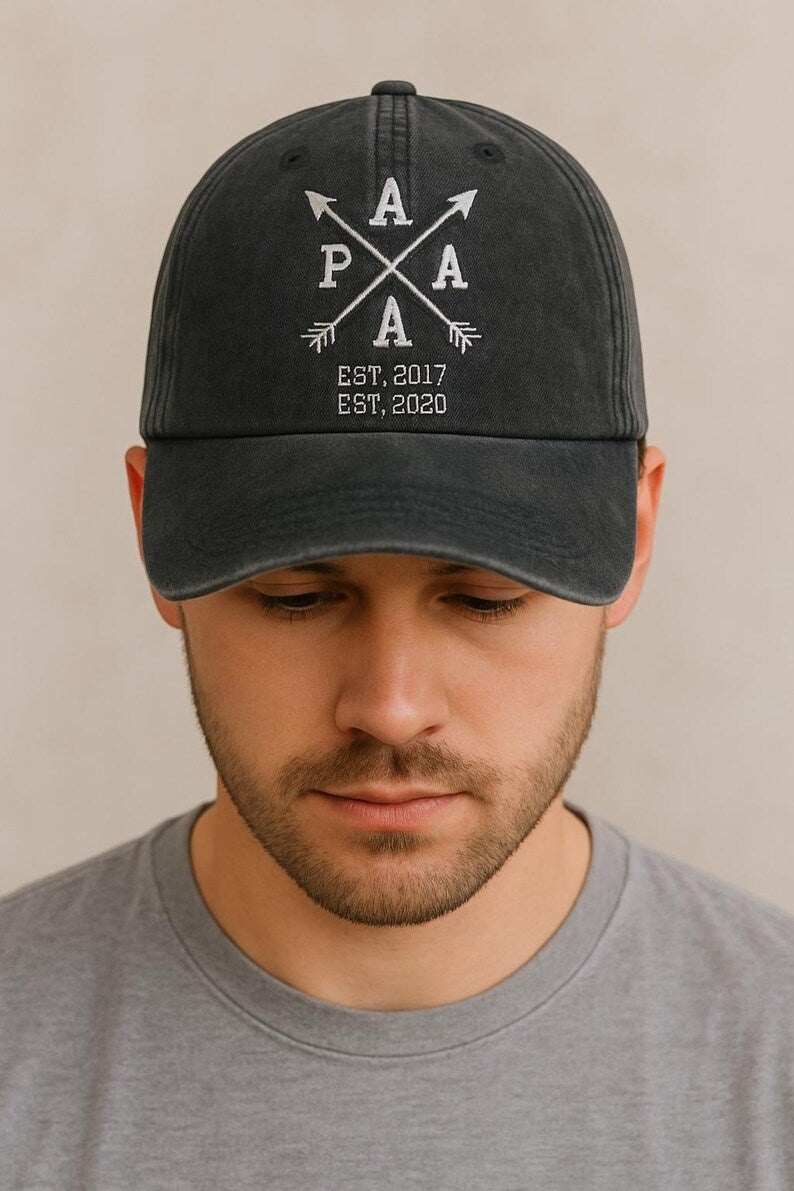 Papa Hat With Custom Year Est, Embroidered Hat, Personalized Papa Hat, Unstructured Grandpa Hat, Father's Day Gift il_794xN.6945366919_pyls.jpg