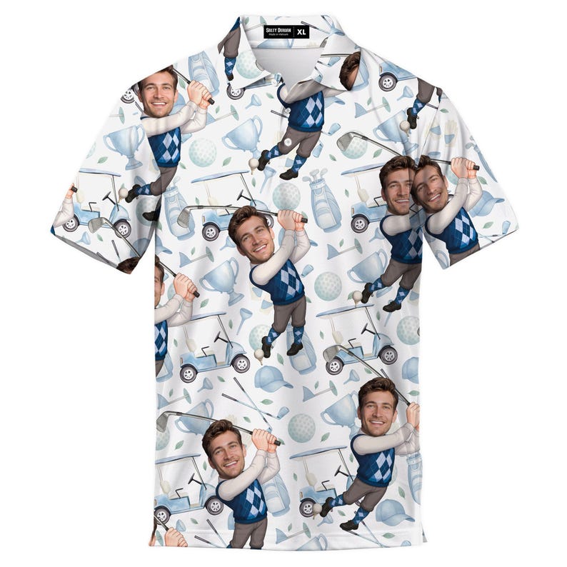 Custom With Your Face Golf Pattern Polo Shirts For Men Golf Polos Personalized Mens Shirts Button Up Shirt Gift For Him, Fathers Day Gift il_794xN.6946219286_e9r4.jpg