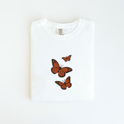Butterfly Comfort Colors Tee, Embroidered Butterfly Shirt, Minimalist Shirt, Embroidered Tee, Embroidered Shirt, Custom Shirt, Retro Shirt