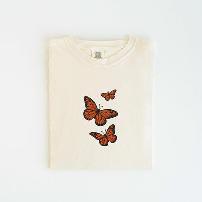Butterfly Comfort Colors Tee, Embroidered Butterfly Shirt, Minimalist Shirt, Embroidered Tee, Embroidered Shirt, Custom Shirt, Retro Shirt