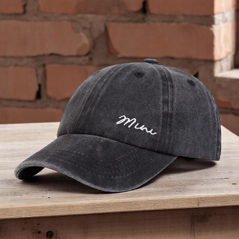 Matching Mama and Mini Distressed Baseball Caps Cute Embroidered Mom and Child Hats, Adjustable Vintage Dad Hat Style Gift for Mother and Daughter