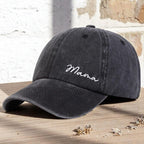 Matching Mama and Mini Distressed Baseball Caps Cute Embroidered Mom and Child Hats, Adjustable Vintage Dad Hat Style Gift for Mother and Daughter