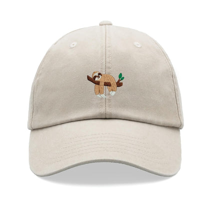 Embroidered Sloth Sleeping Baseball Cap Vintage Washed Cotton Unisex Dad Hat Adjustable Funny Faded Sports Sun Bird Summer Holiday Funny