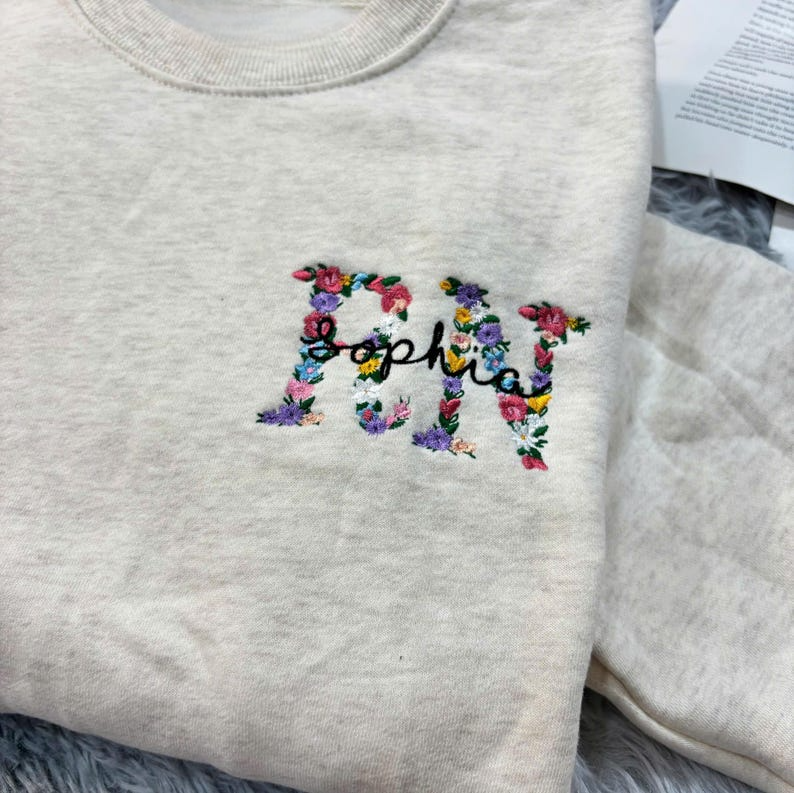 Embroidered Floral RN Nurse Sweatshirt, Custom Nurse Hoodie, Personalized Nurse Lover Gift, Nurse Outfit, RN Nursing Graduation Gift for Her