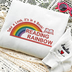 Embroidered Reading Rainbow Sweatshirt | Take A Look It's In A Book Shirt | Book Lover Gift | Custom Reading Shirt | Teacher Gift