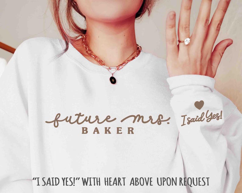 Custom Future Mrs Embroidered Sweatshirt with Last Name & Couple Initials I Wedding Announcement I Engagement Proposal Gift for Brides-to-Be