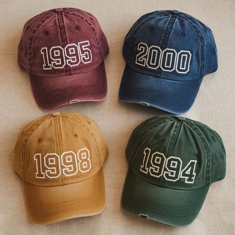Custom Year Embroidered Hat, Custom Year Generation Cap, Custom Birth Date, Personalized Birth Year Embroidery, Birthday Gift Matching Hat