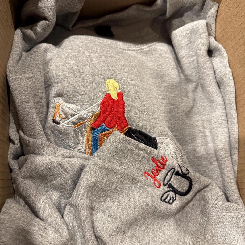 Custom Embroidered Portrait Sweatshirt From Photo - Personalized Horse Portrait Hoodie - Horse Riding Sweatshirt - Gift for Horse Lover