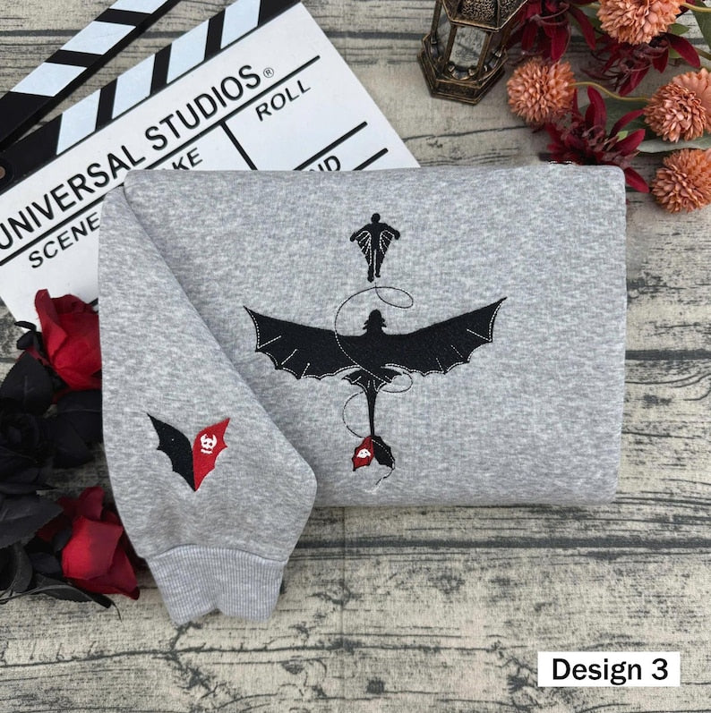 The Night Fury Dragon HTTYD Embroidered T-Shirt, How To Train Dragon Matching Sweater,Dragon Trainer Disney Embroidery Hoodie