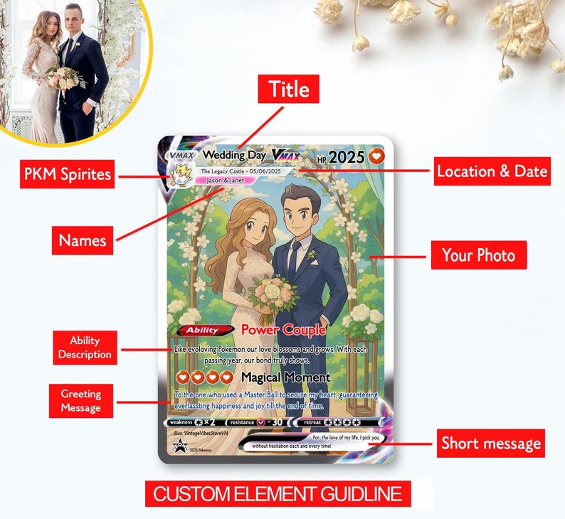 Personalized Pokemon Anniversary Card, Custom Photo Anime Wedding Card, Anniversary Gift, Gift for Him, Gift for Her, Custom Card for Couple il_794xN.6967622987_lgpc.jpg