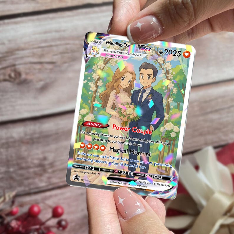 Personalized Pokemon Anniversary Card, Custom Photo Anime Wedding Card, Anniversary Gift, Gift for Him, Gift for Her, Custom Card for Couple il_794xN.6967623001_84z1.jpg