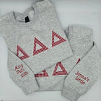 Gingham Sorority Letters Embroidered sweatshirt, hoodie. Delta Delta Delta, Chapter sweatshirt. Big Little shirts. Delta Gamma.